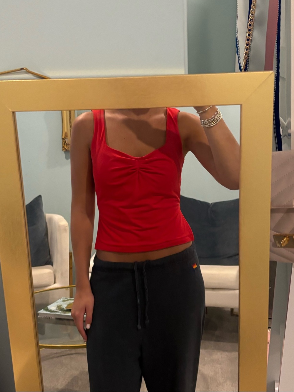 Red Sleeveless Scoop Neck Tank Top